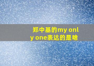 郑中基的my only one表达的是啥